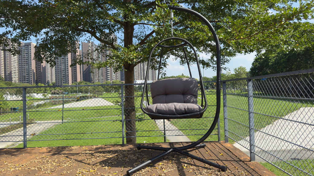Wicker Rattan Swing Egg Chair with Stand Indoor Outdoor