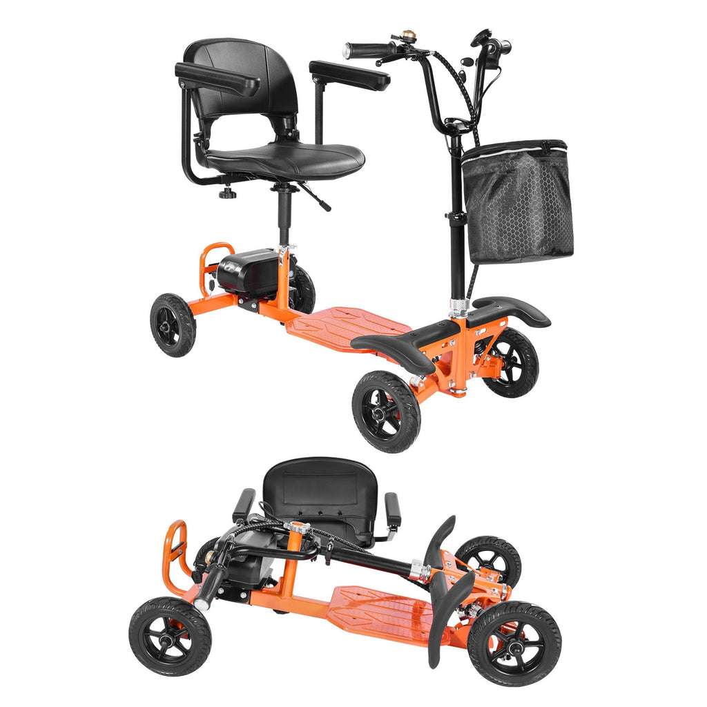 Mobility Scooter 4-Wheel Foldable Carbon Steel Orange 265 LB 48V Battery