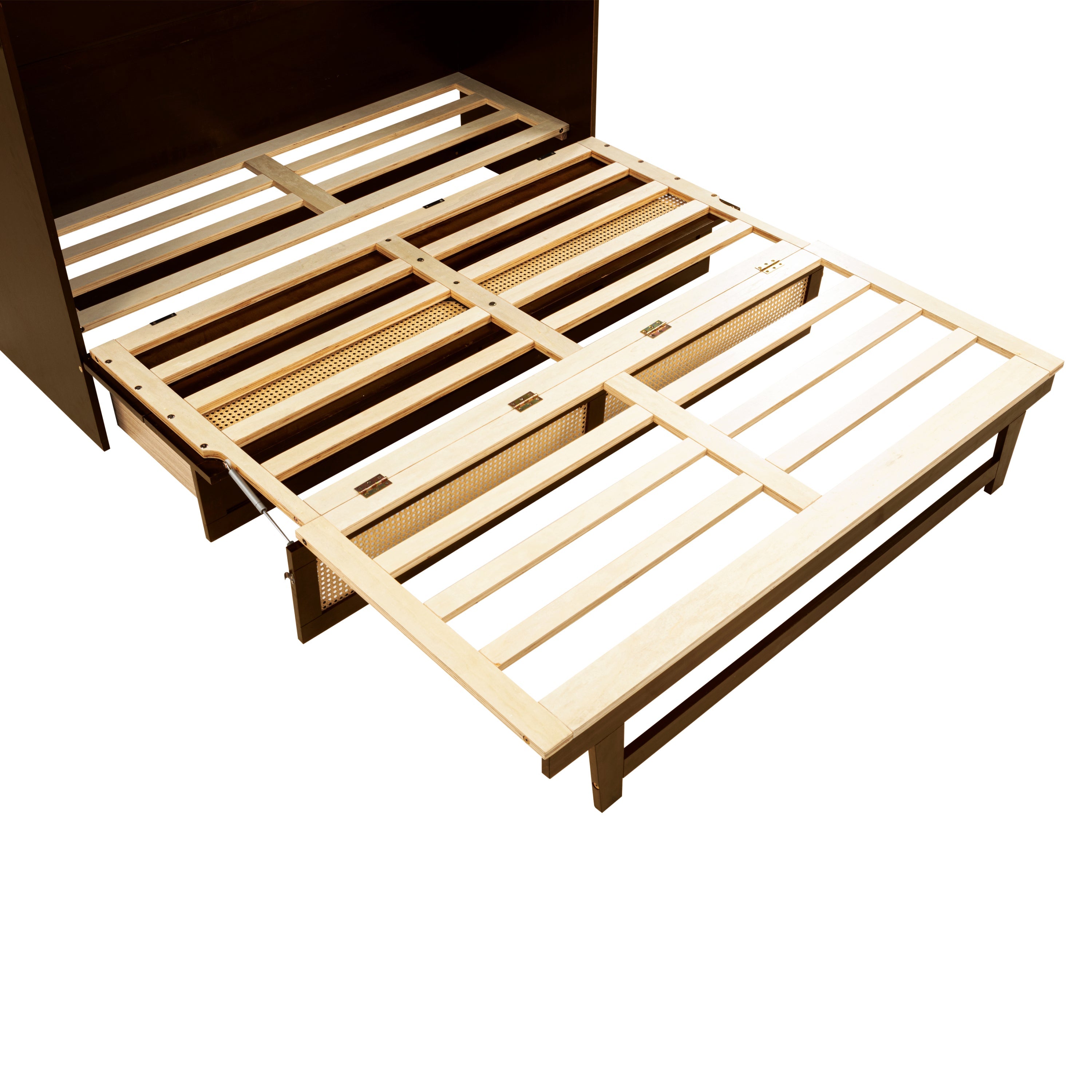 Queen Size Pine Wood Murphy Bed with Storage Drawer