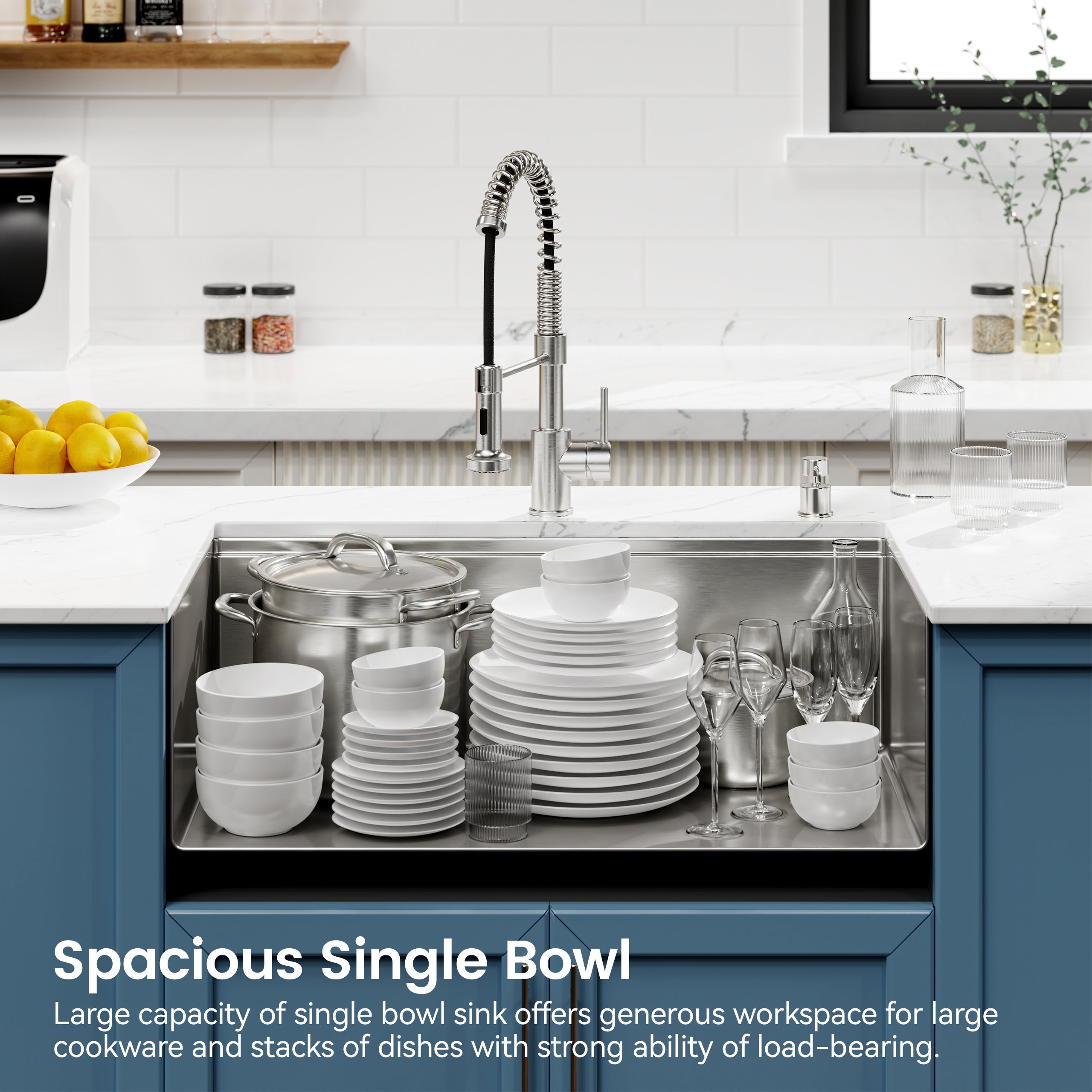 Stainless Steel Undermount Kitchen Sink 36x19 Single Bowl Brushed