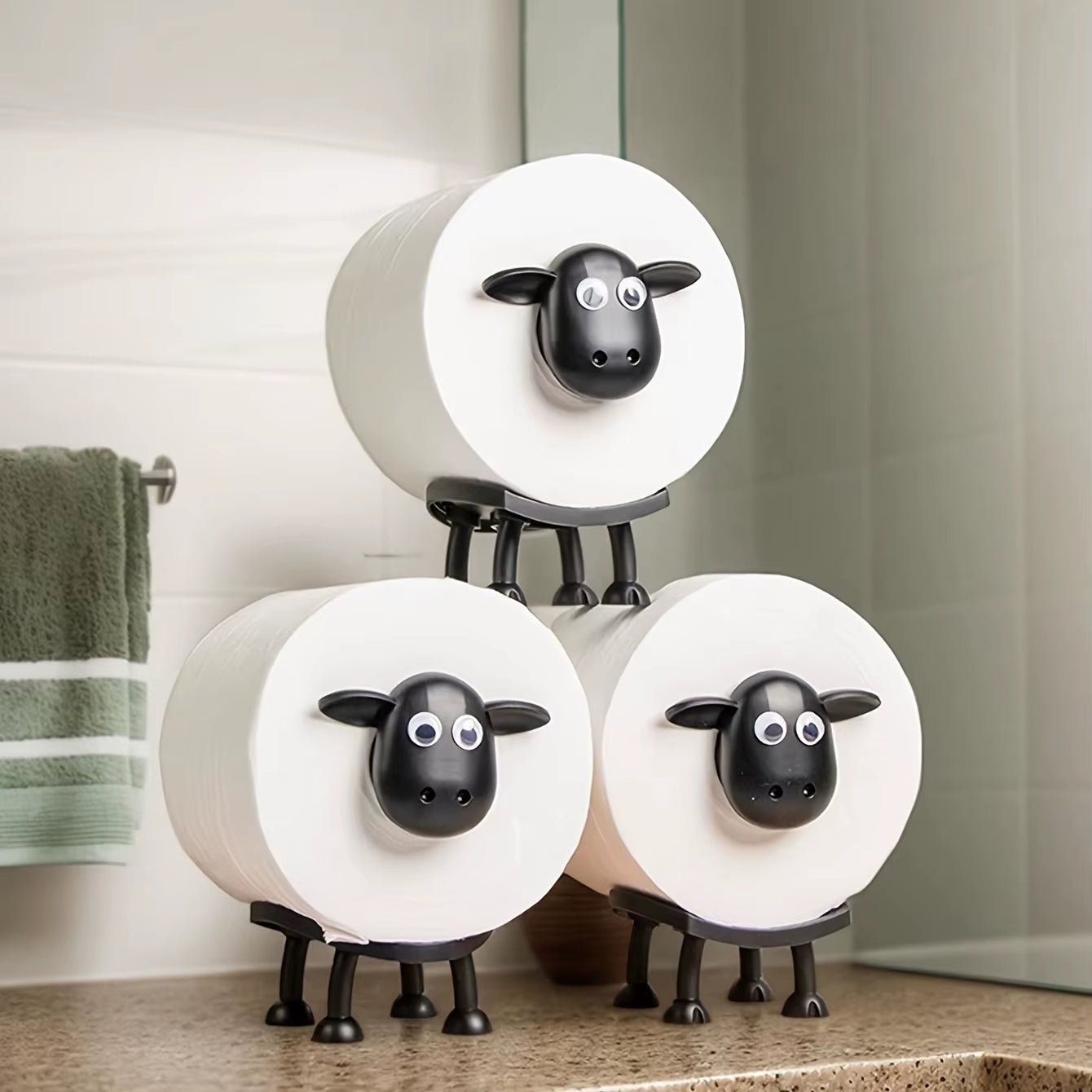 Black Sheep Toilet Paper Holder Set Wall Mount Bathroom Tissue Roll Holder