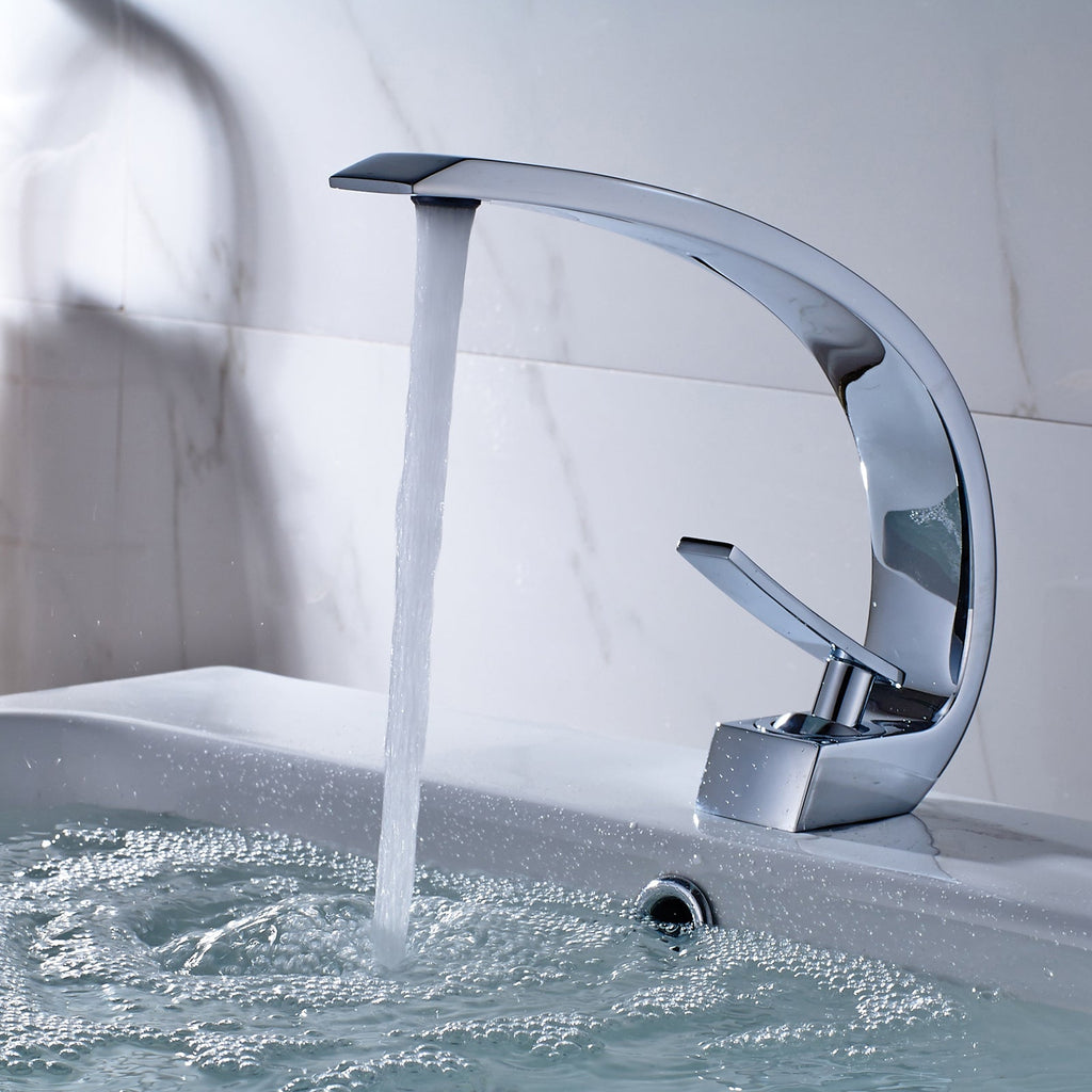 Chrome Single Handle Bathroom Sink Faucet Modern Vanity