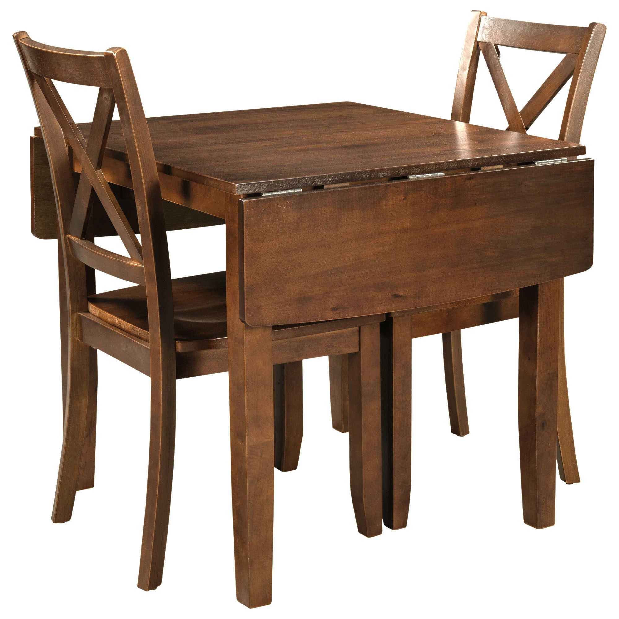 3-Piece Wood Drop Leaf Breakfast Nook Dining Table Set Walnut