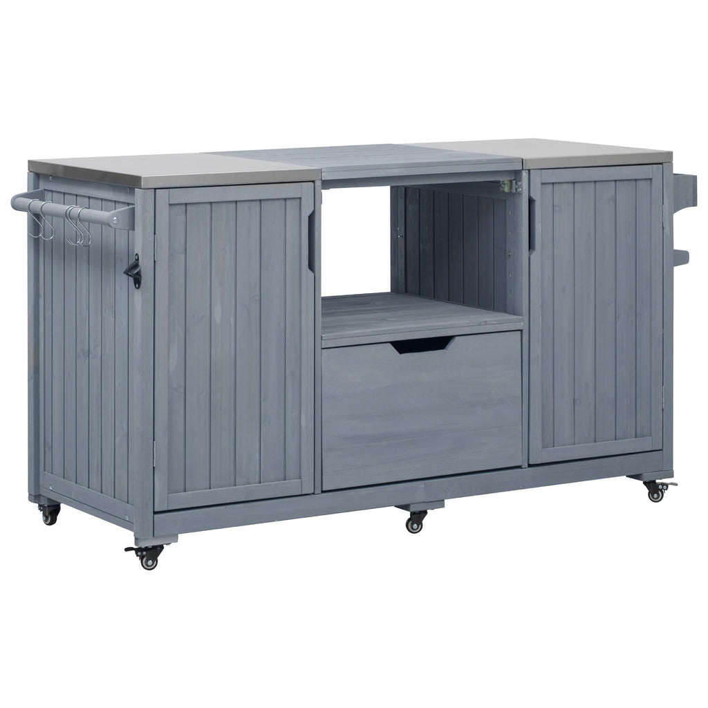 Outdoor Grill Island Cart 66.5" Stainless Steel Tabletop