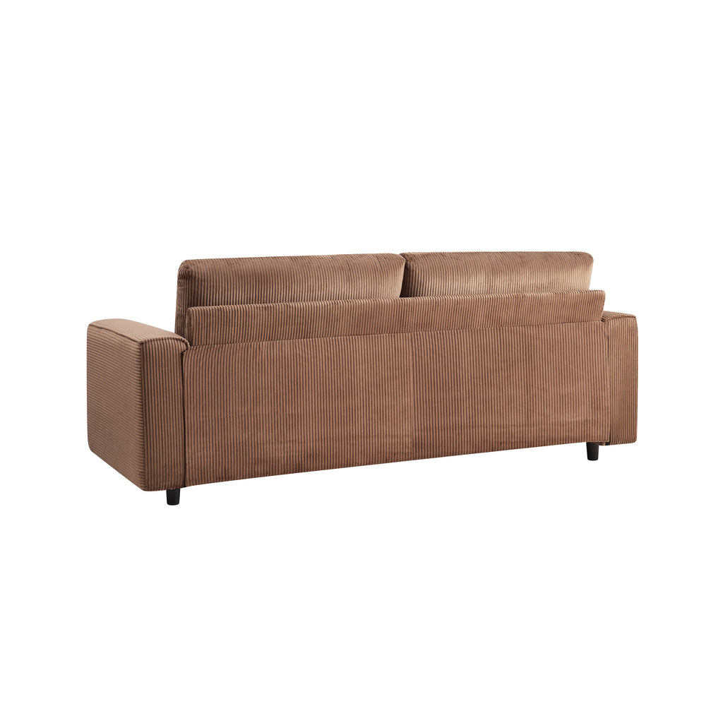 Brown 3-Seater Corduroy Sofa Modern Minimalist