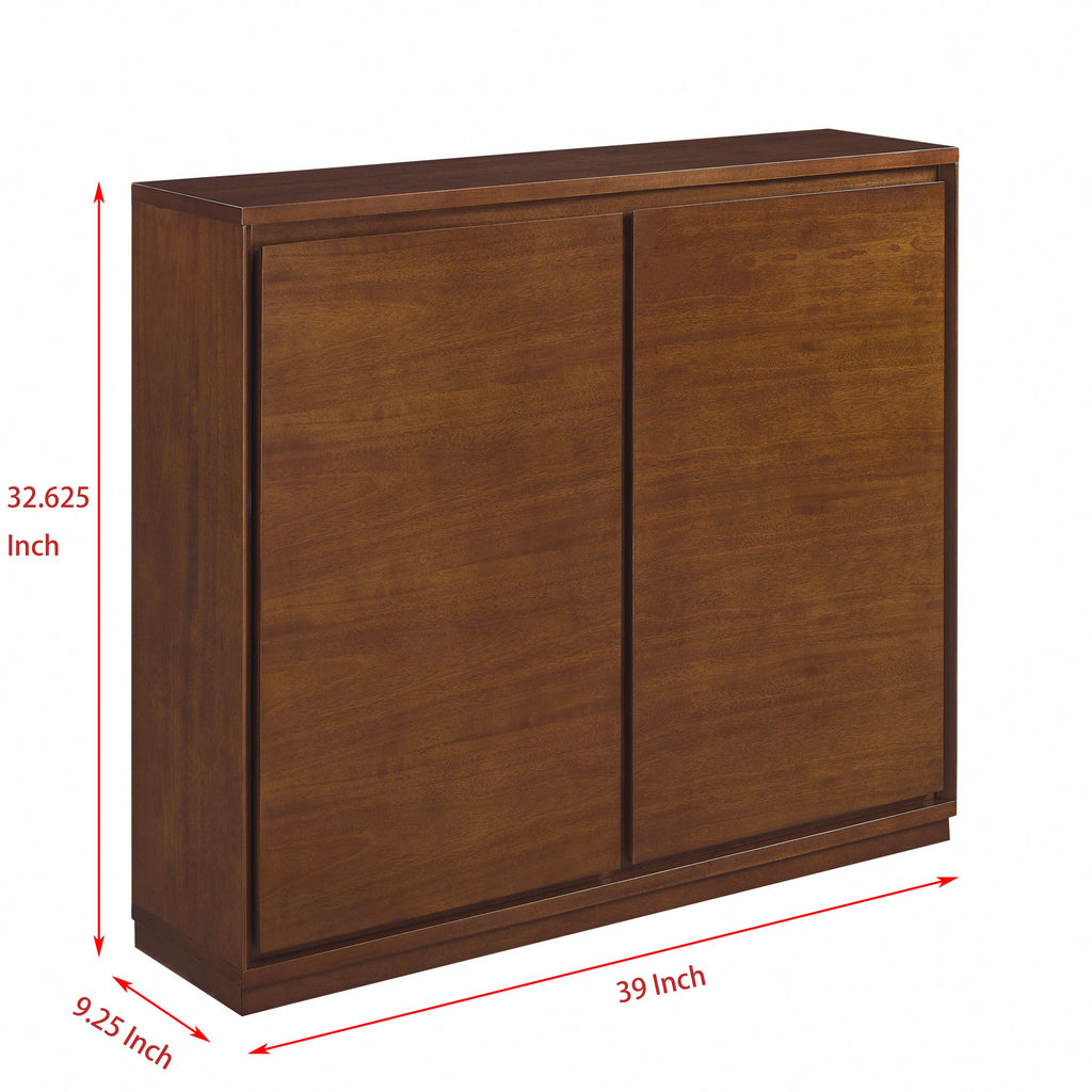 Walnut Sideboard Buffet Cabinet with Outlet Holes Storage