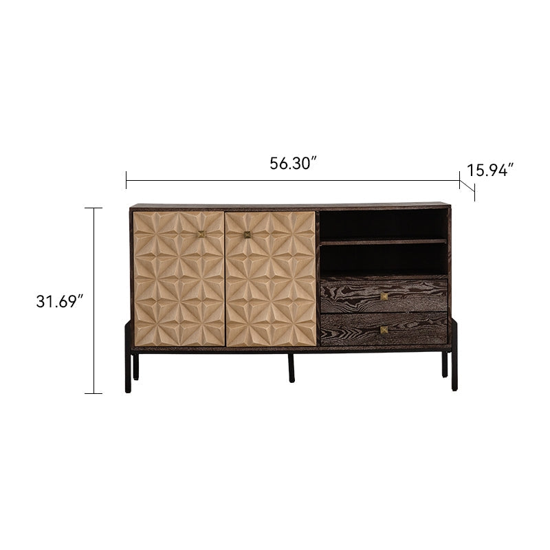 56.3" Mid-Century Modern Sideboard Cabinet - Wood & MDF