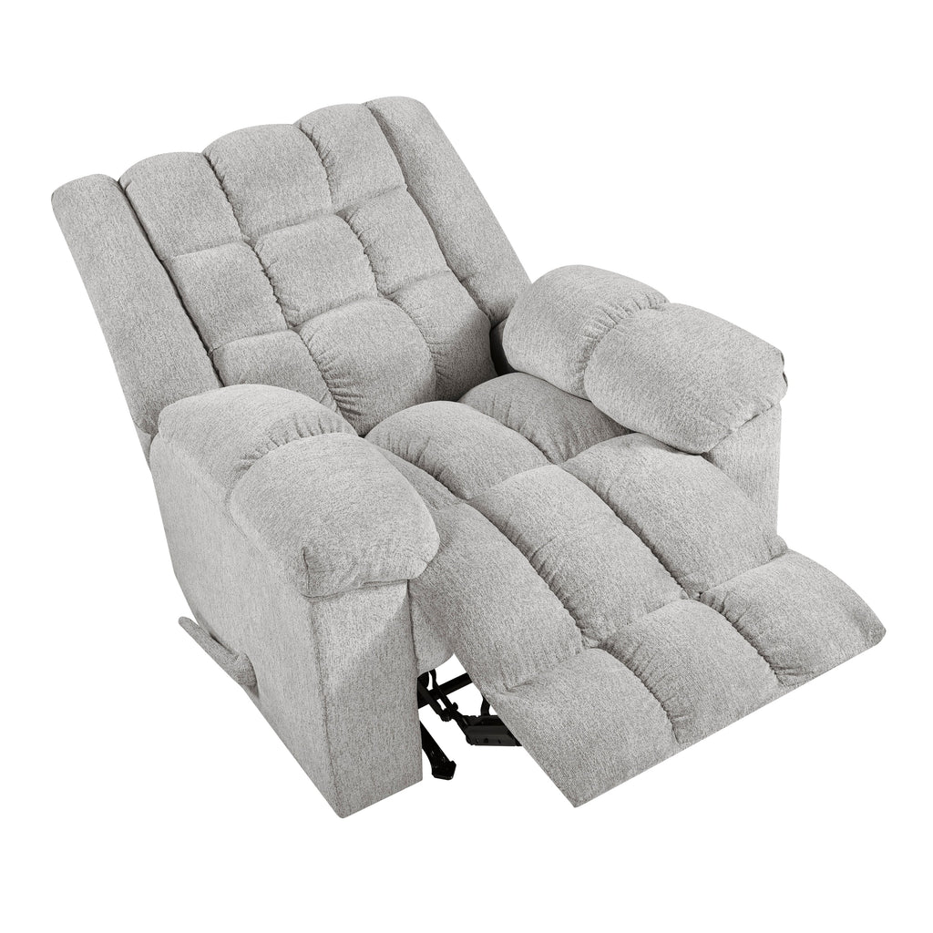 Light Gray Chenille Rocking Recliner Chair