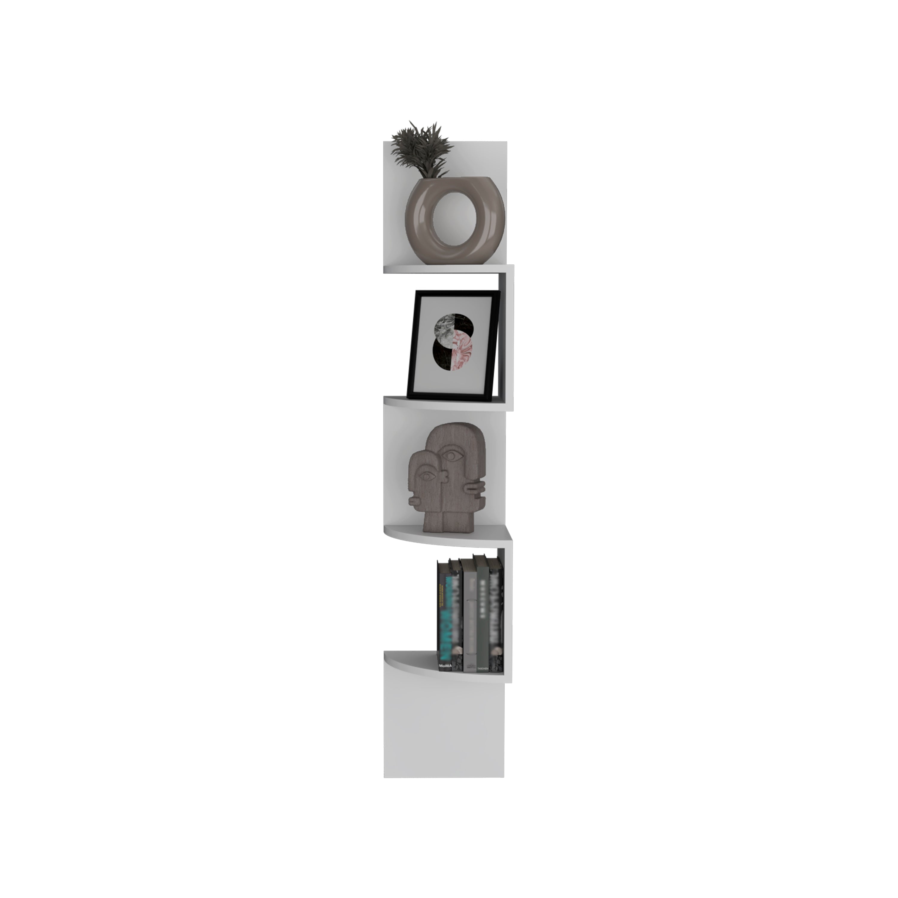 Modern Corner Shelf Full-Wall Design Multiple Shelving