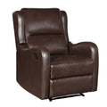 Brown Faux Leather Reclining Chair Wood Frame Living Room