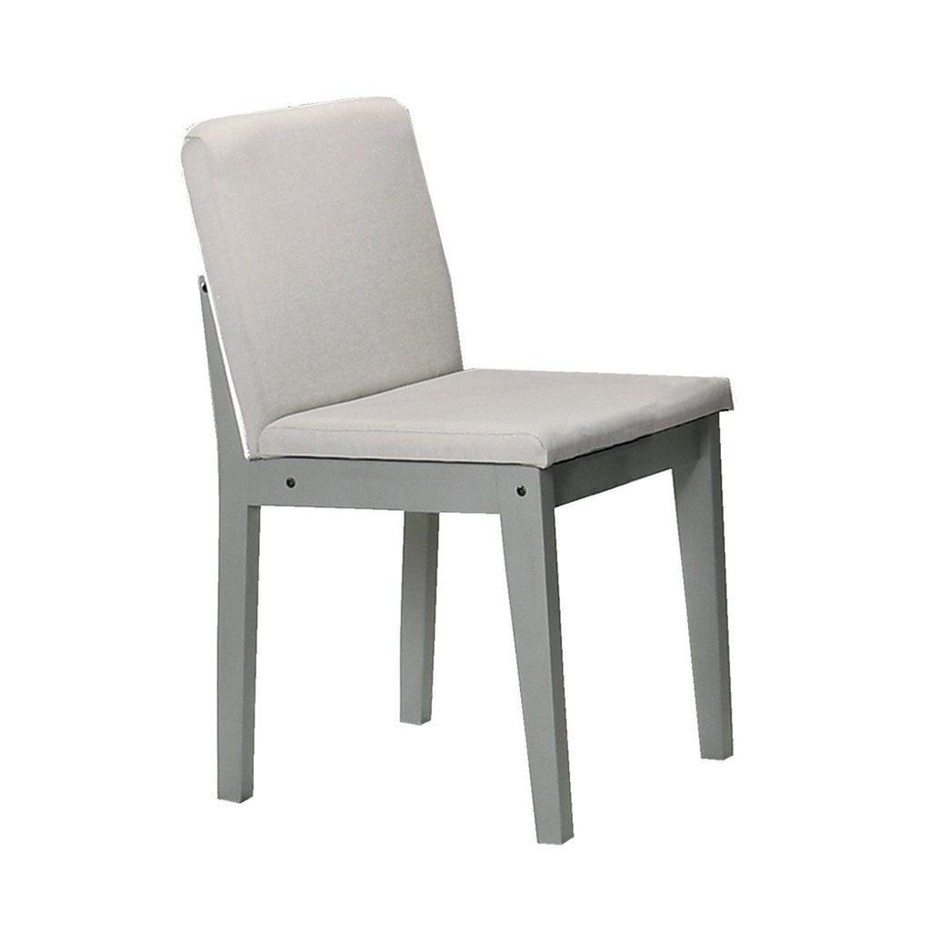 Grey 5-Piece Dining Set with Table and Beige Fabric Chairs