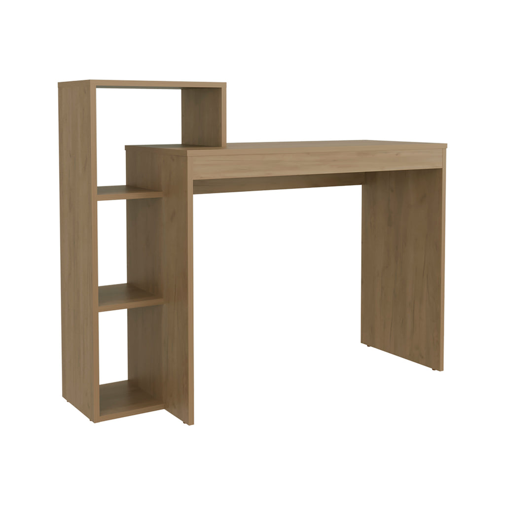 43in Wide Four Shelves Writing Desk, Home Office, Living Room, Natural Oak