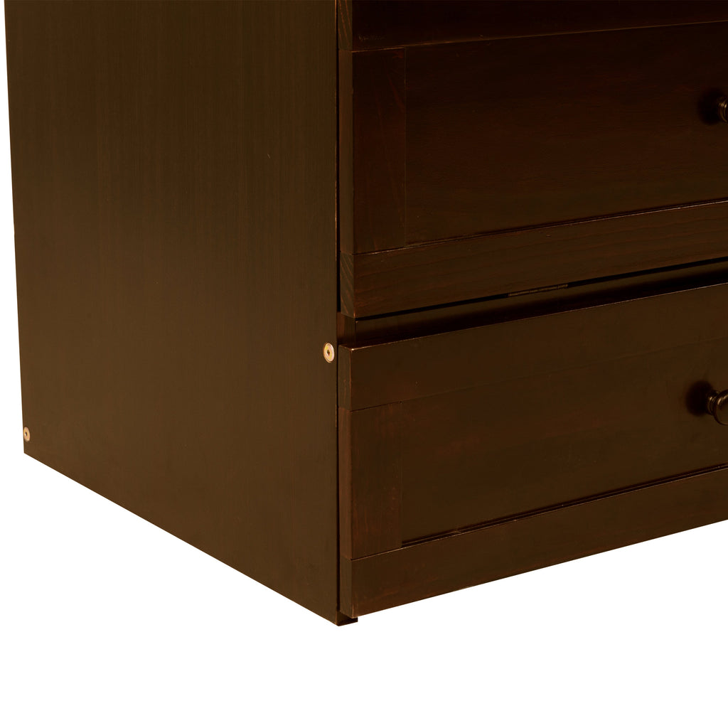 Queen Size Pine Wood Murphy Bed with Storage Drawer
