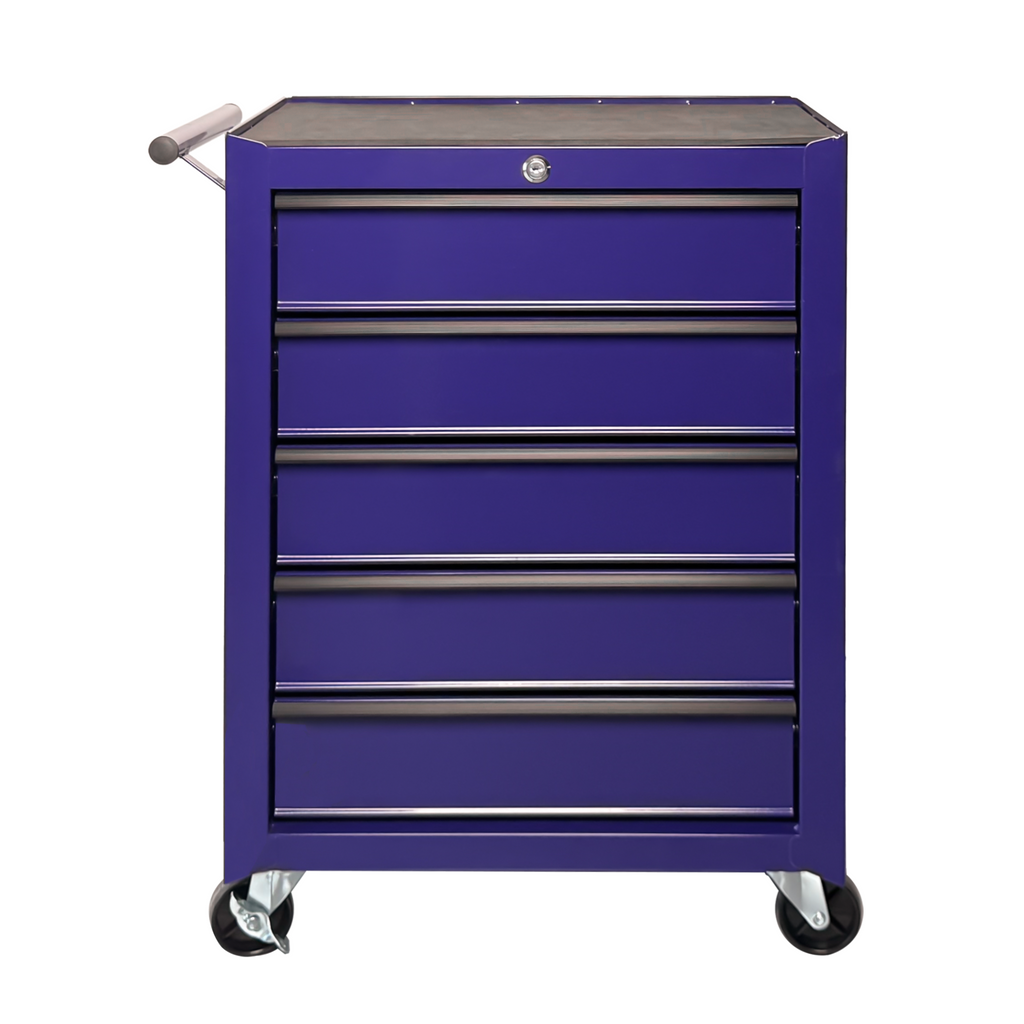 5-Drawer Rolling Metal Tool Chest Cabinet, Purple Steel Storage