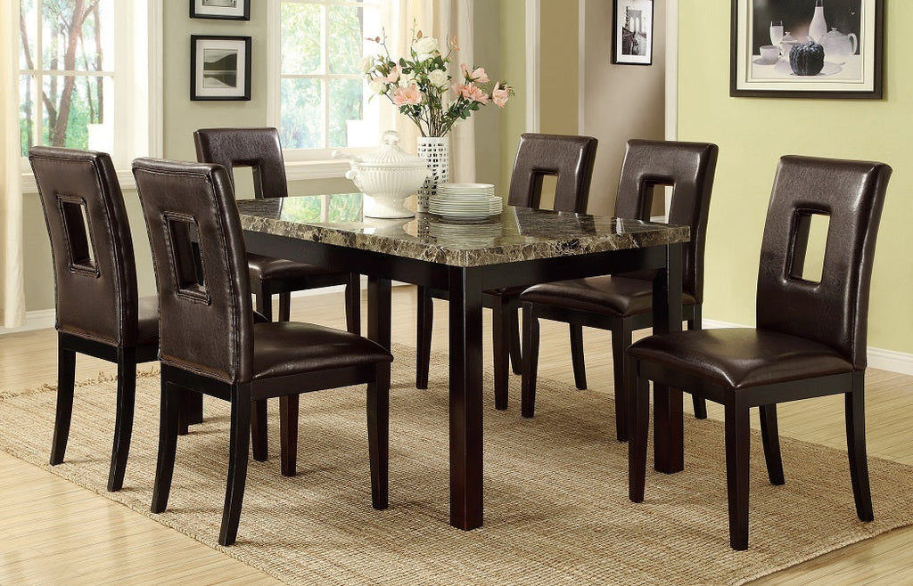 Faux Marble Top Dining Table Birch Veneer