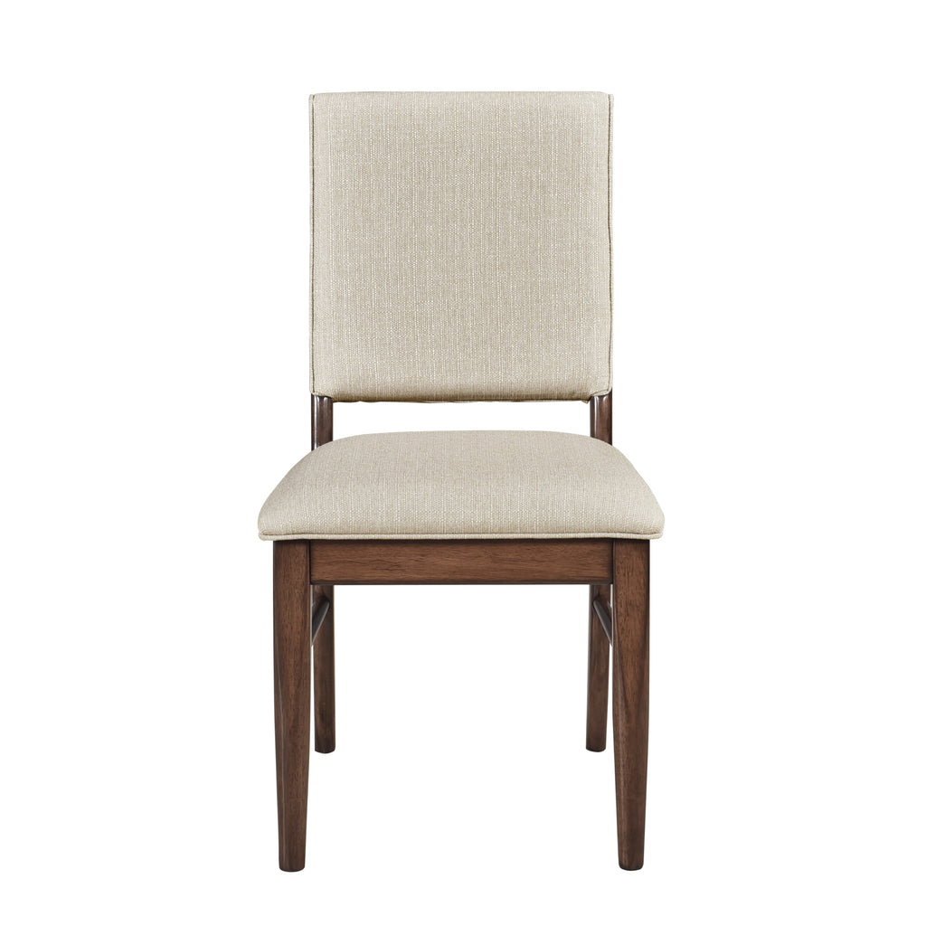 5pc Dining Set Table 4 Fabric Chairs Brown Wood Kitchen Furniture