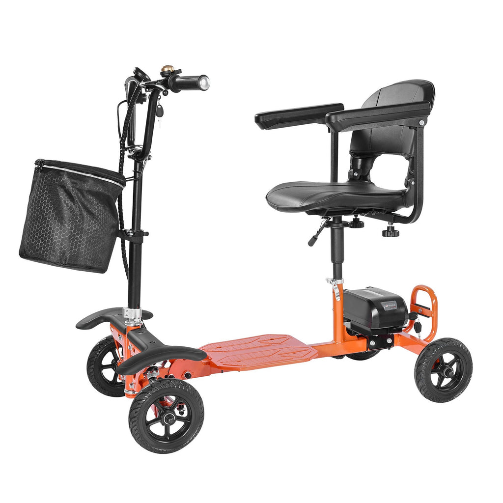 Mobility Scooter 4-Wheel Foldable Carbon Steel Orange 265 LB 48V Battery