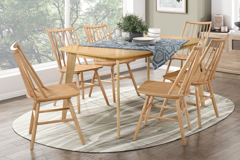 Natural Oak Finish Wooden Dining Table