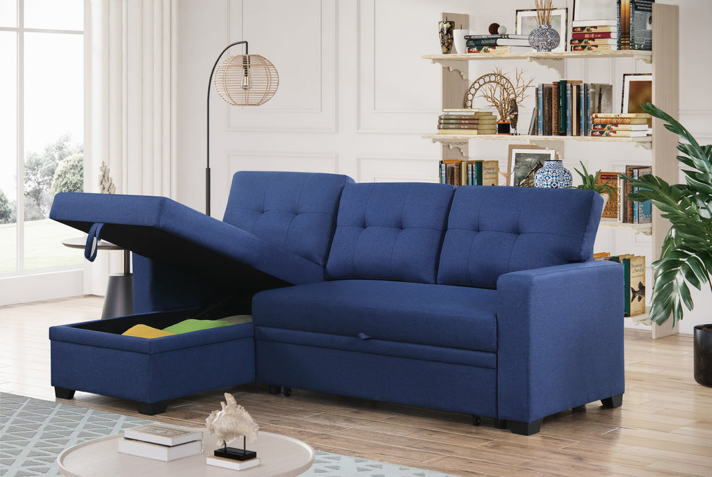 Convertible Upholstered Sectional Sofa with Pull-out Chaise