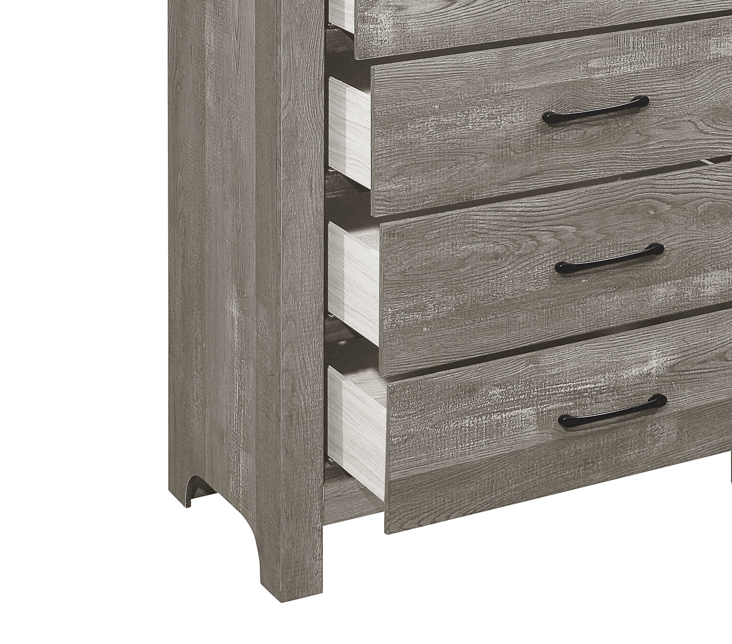 Rustic Gray Chest of Drawers with Black Metal Hardware
