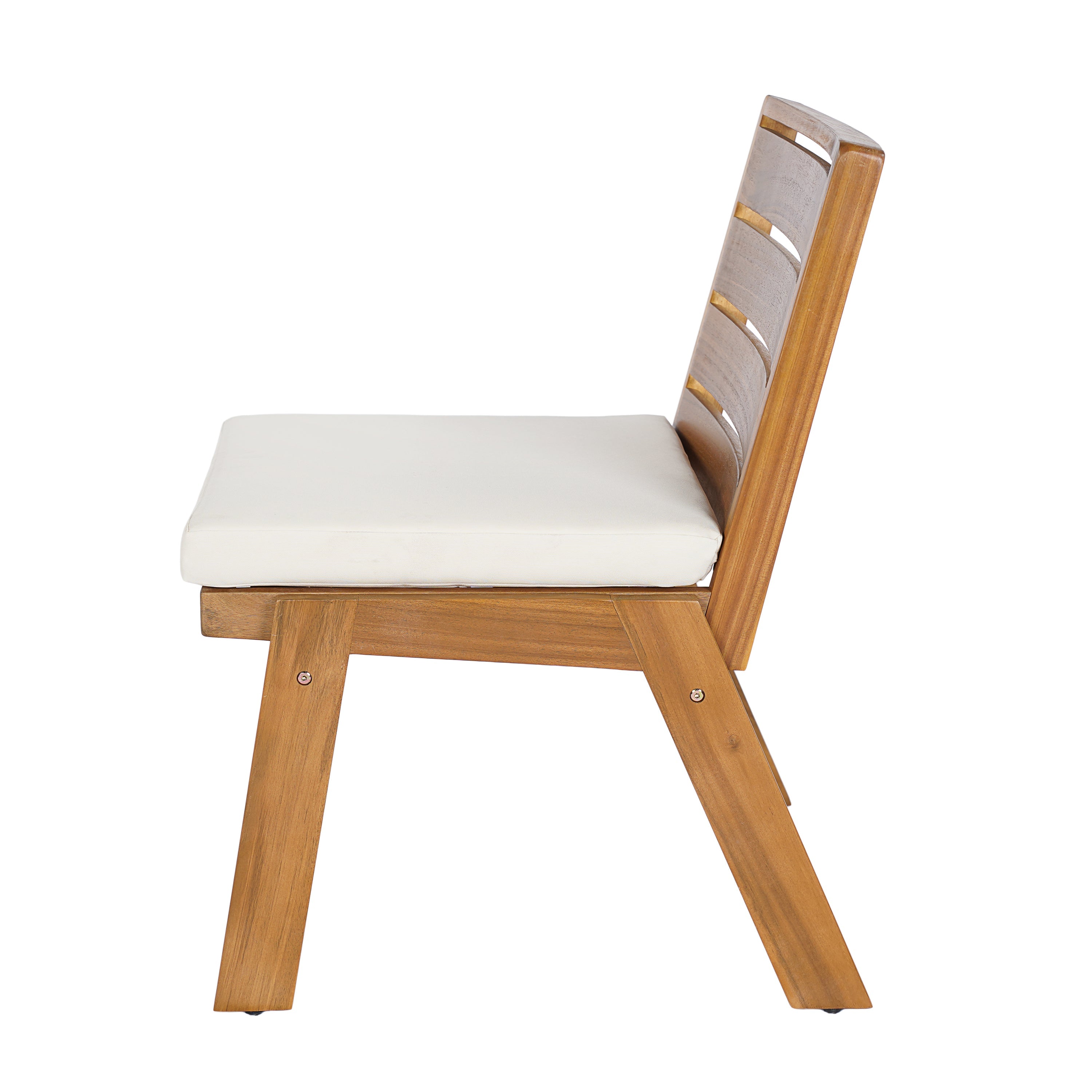 Outdoor Dining Chairs Set of 2 Acacia Wood Patio Beige Cushion