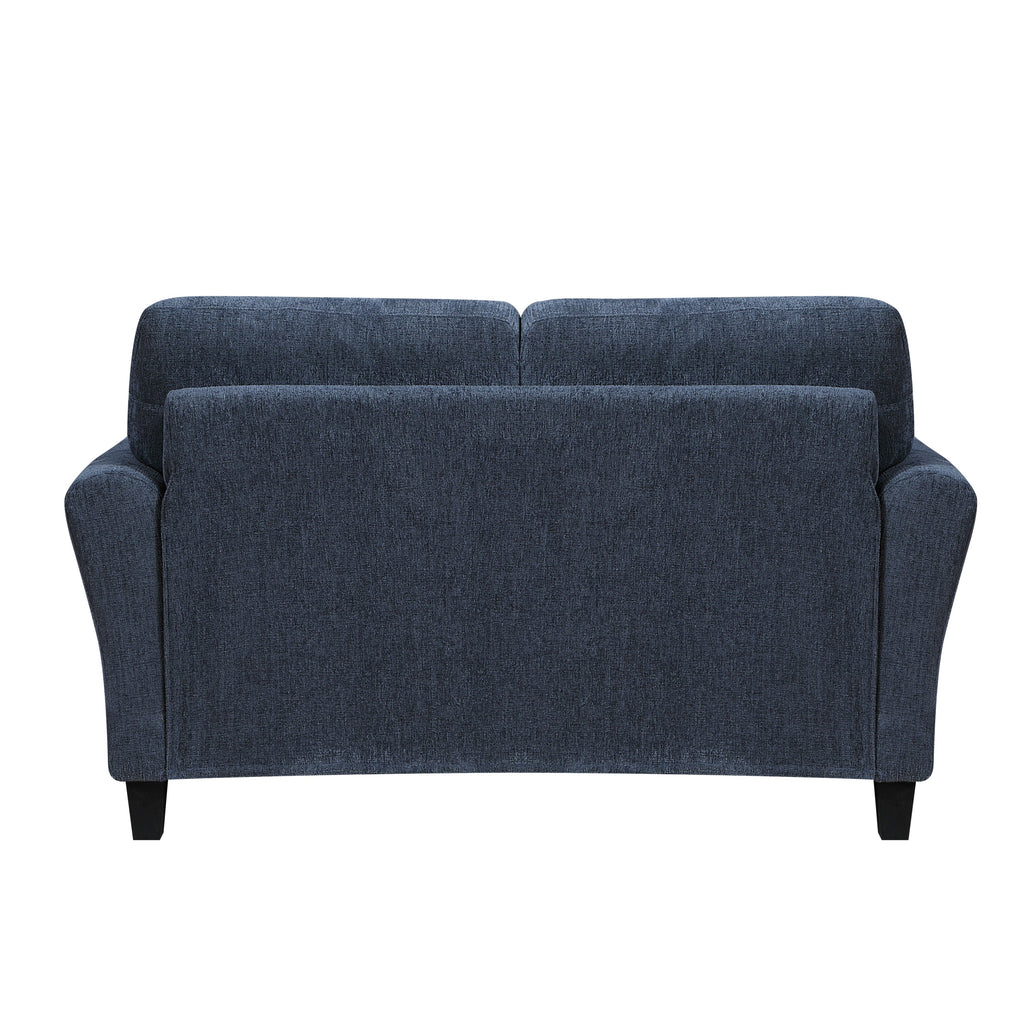 Blue Chenille 2-Seater Love Seat Plush Foam Padded Coils