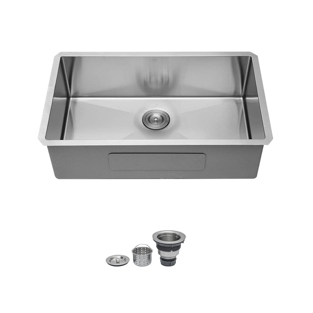 33" Undermount Stainless Steel Kitchen Sink Single Bowl 16G