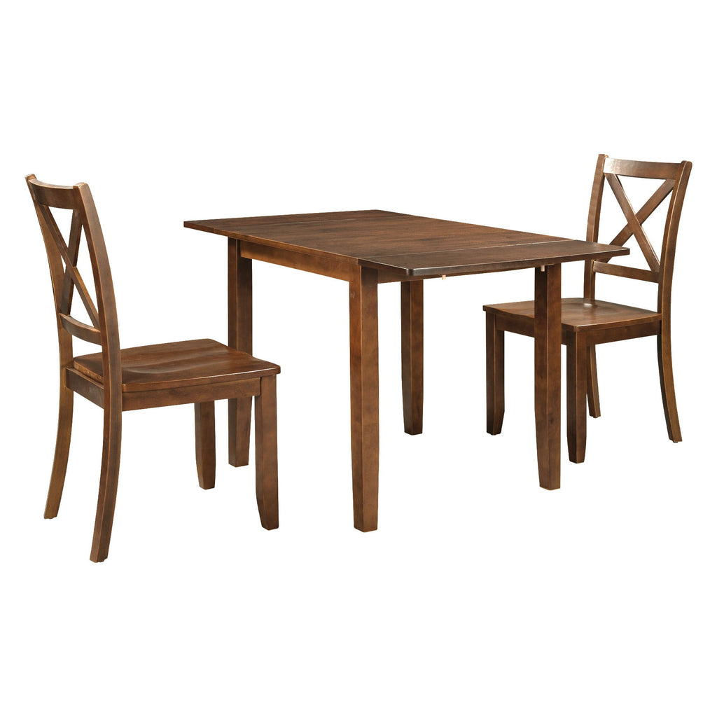 3-Piece Wood Drop Leaf Breakfast Nook Dining Table Set Walnut