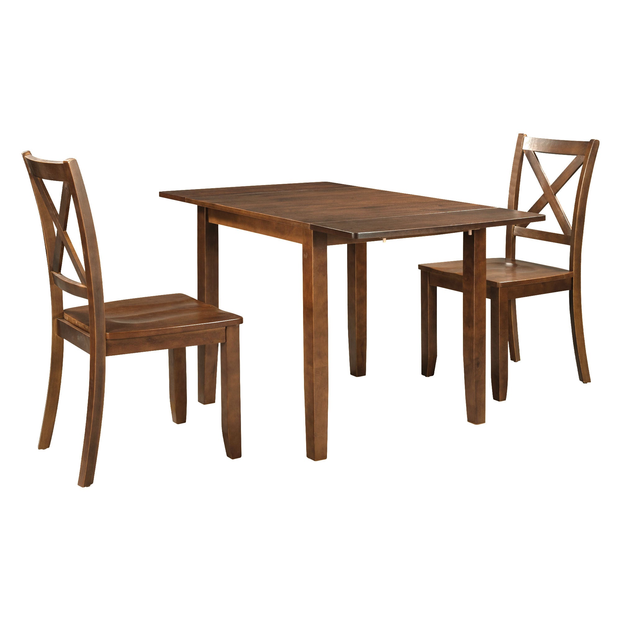 3-Piece Wood Drop Leaf Breakfast Nook Dining Table Set Walnut
