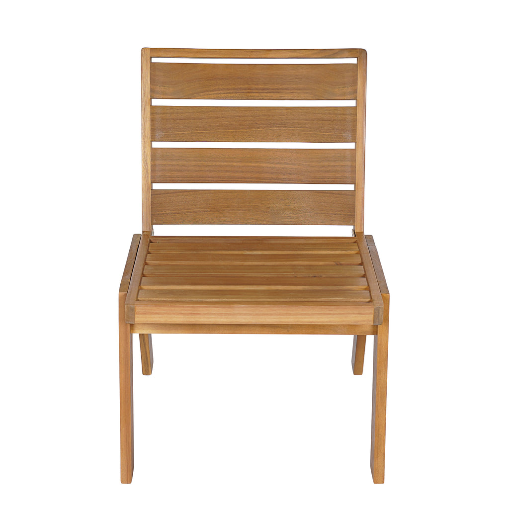 Outdoor Dining Chairs Set of 2 Acacia Wood Patio Beige Cushion