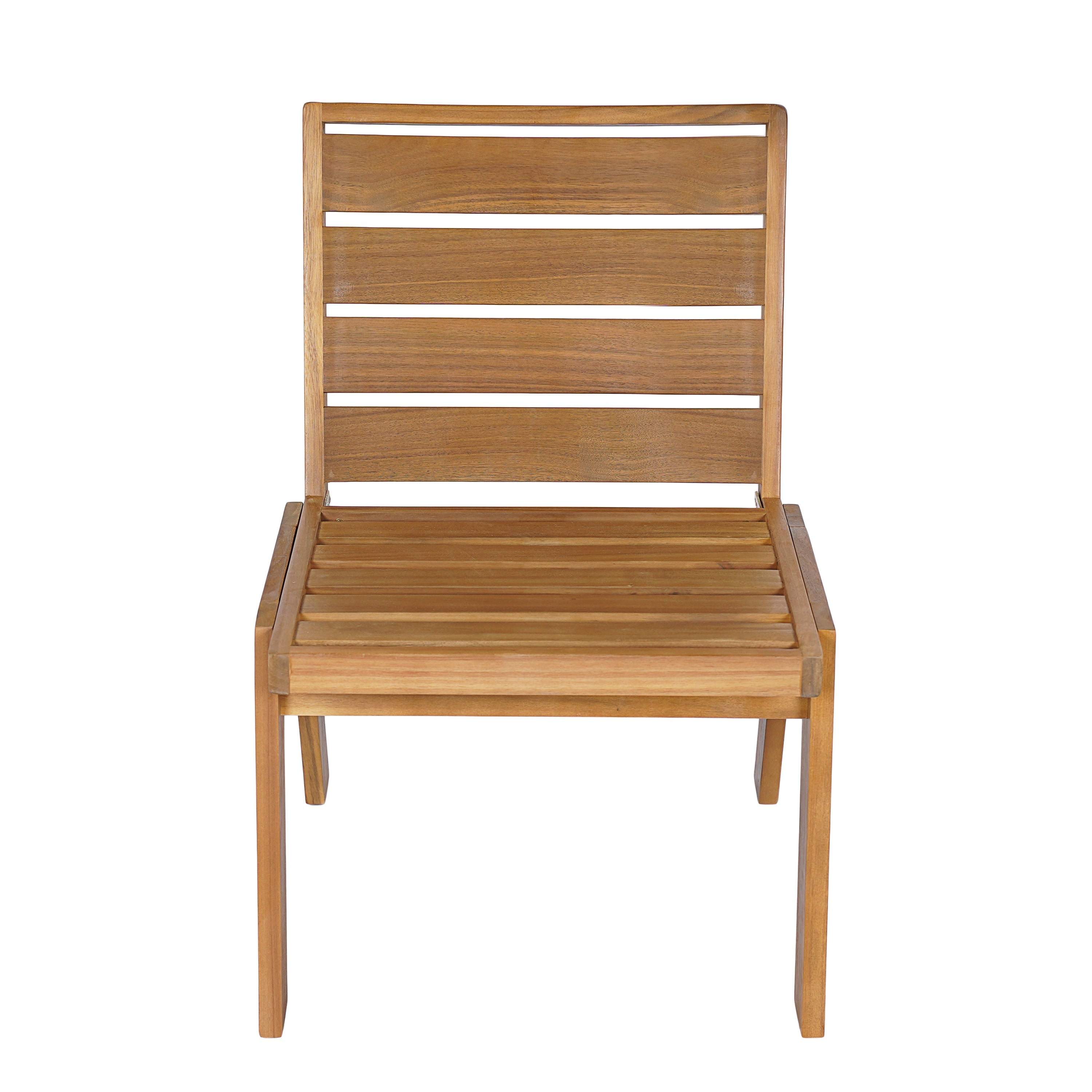 Outdoor Dining Chairs Set of 2 Acacia Wood Patio Beige Cushion