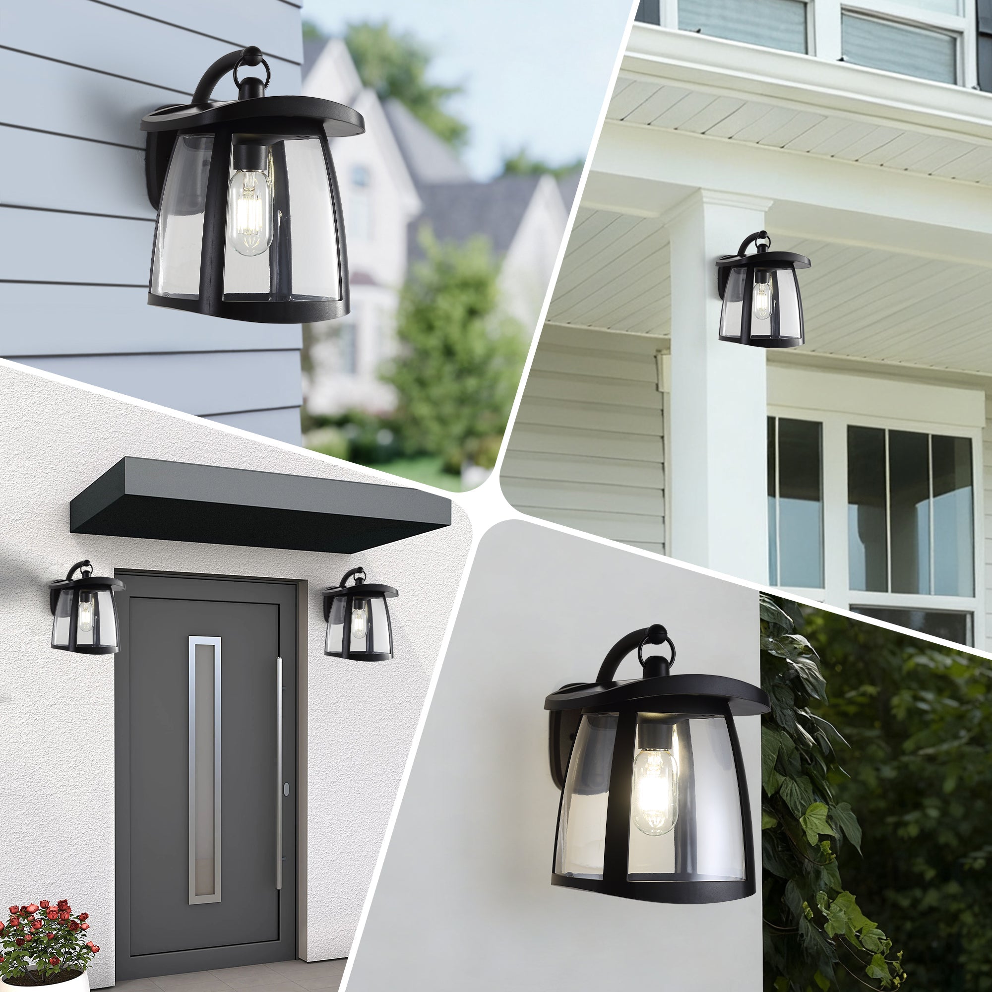Solar Wall Lanterns IP54 Waterproof Outdoor Hanging Lights 4 Modes