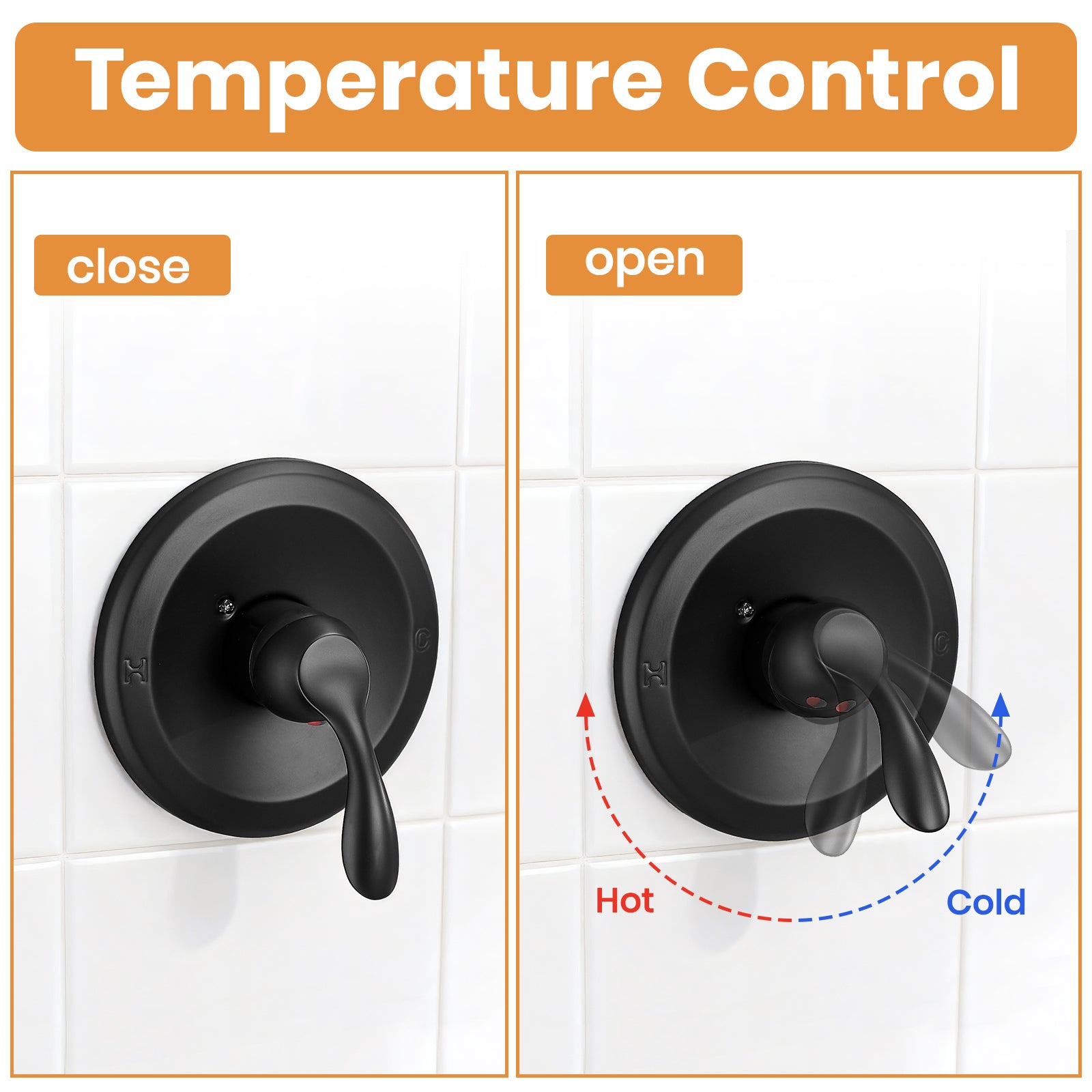 Matte Black Tub Shower Faucet Combo 5-Spray Rain Head