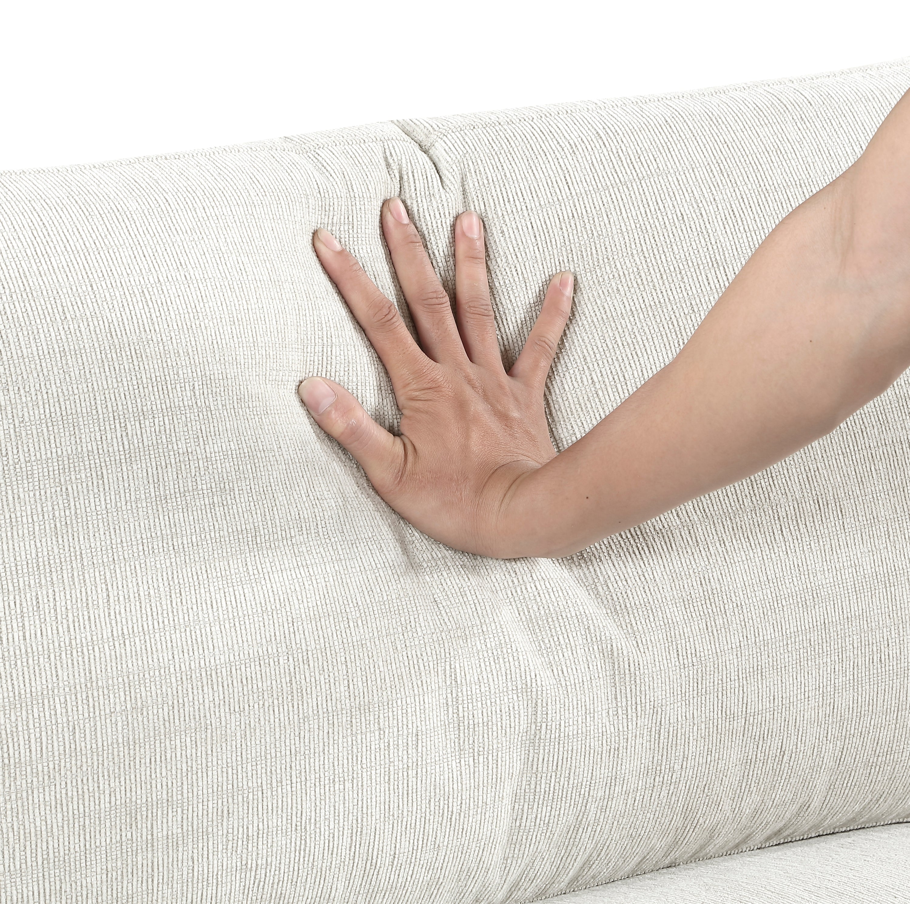 Modern 4-Piece Modular Sectional Beige Fabric Armless