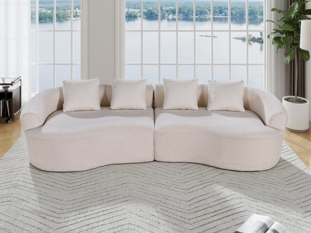 110" Curved Modular Sofa Bed, Green Chenille, 4-Seater