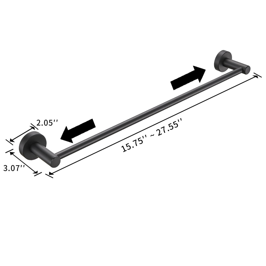 Matte Black Aluminum Towel Bar Set 3-Piece 16-27