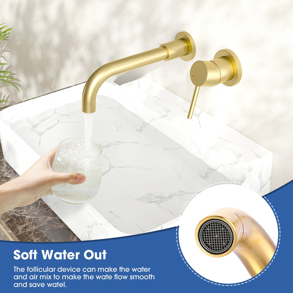 Wall Mount Bathroom Faucet Single Handle Brass Rough-in