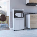 Kitchen Cart - Double Door Cabinet - Locking Casters - White