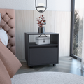 Nightstand - Modern - Laminated Particle Board - Black - Casters