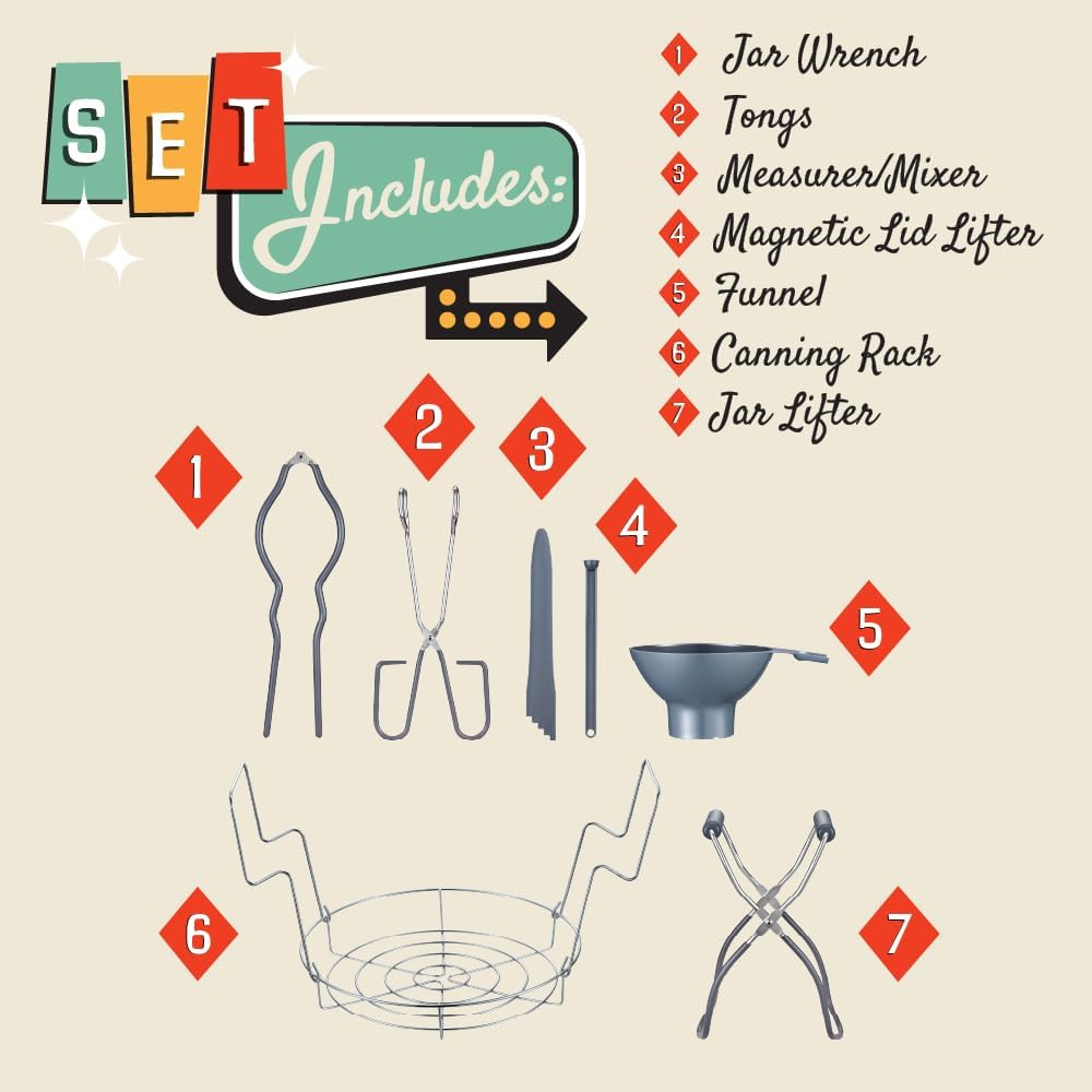 Concord 7 Pieces Premium Stainless Steel Canning Set Starter Kit W/Rack. No Rust, Extra Stability. BULK PACKS (Canning Set)