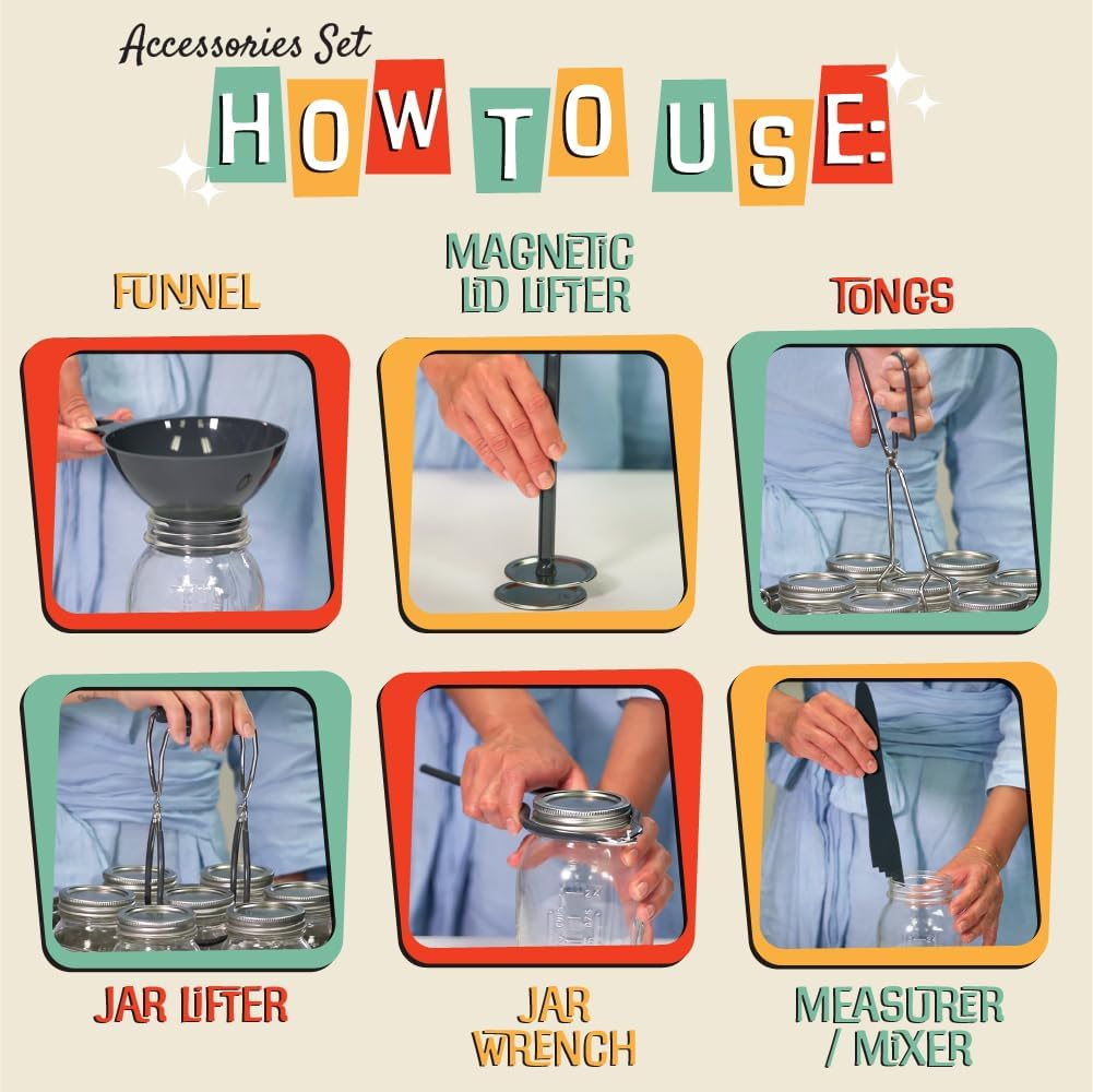 Concord 7 Pieces Premium Stainless Steel Canning Set Starter Kit W/Rack. No Rust, Extra Stability. BULK PACKS (Canning Set)