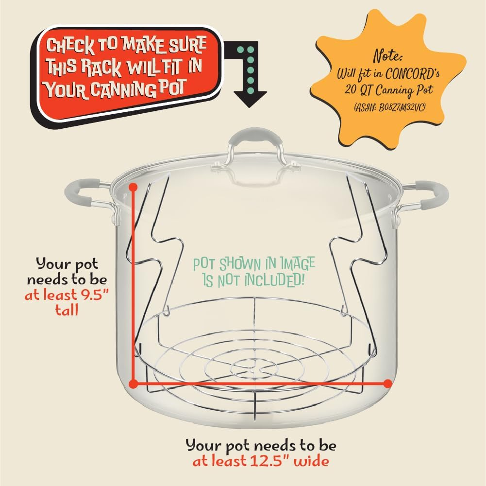 Concord 7 Pieces Premium Stainless Steel Canning Set Starter Kit W/Rack. No Rust, Extra Stability. BULK PACKS (Canning Set)