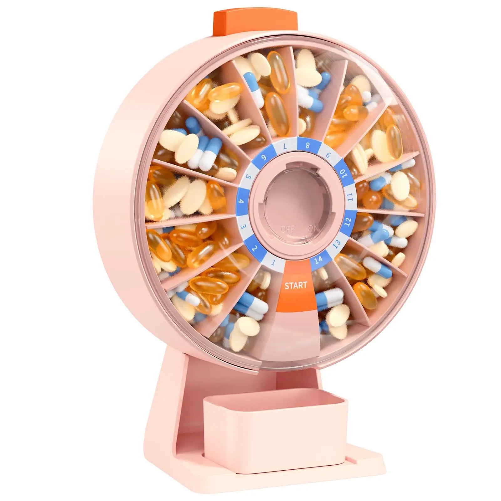 14-Day Pill Box Organizer Wall Mount or Standing Medicine Dispenser