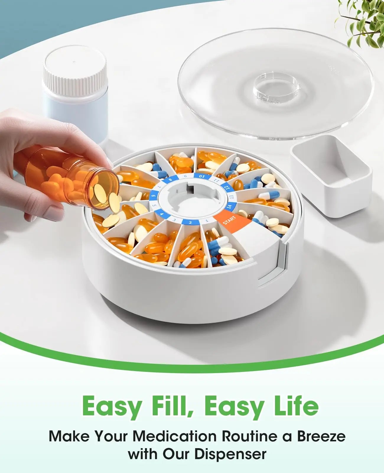 14-Day Pill Box Organizer Wall Mount or Standing Medicine Dispenser
