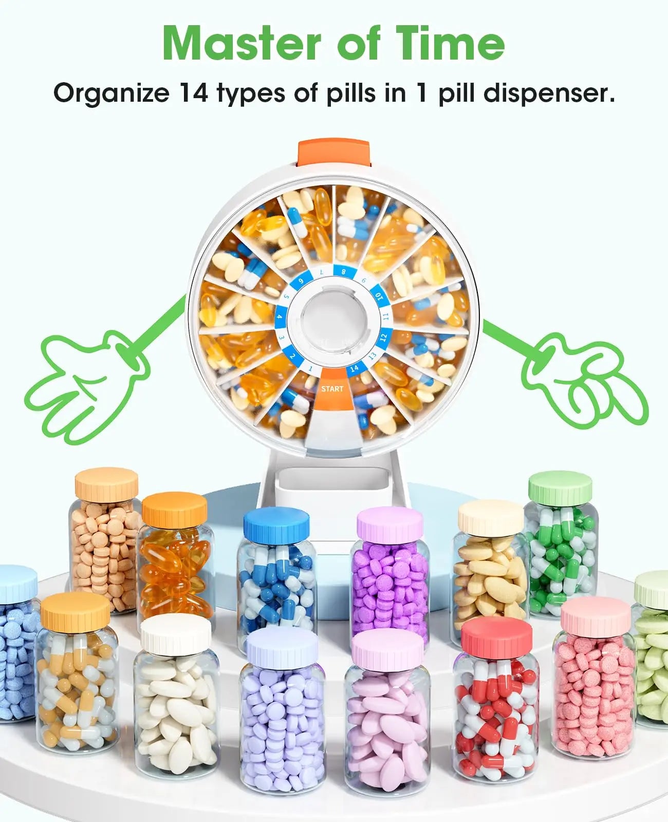 14-Day Pill Box Organizer Wall Mount or Standing Medicine Dispenser