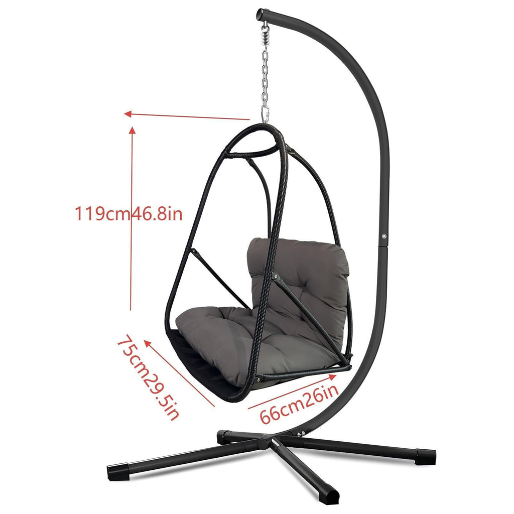 Wicker Rattan Swing Egg Chair with Stand Indoor Outdoor