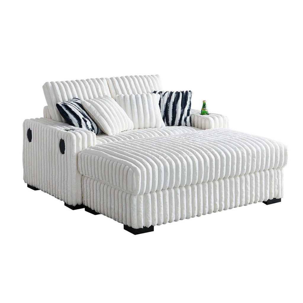 Beige Square Arm Loveseat with Ottoman and Pillows 61.42