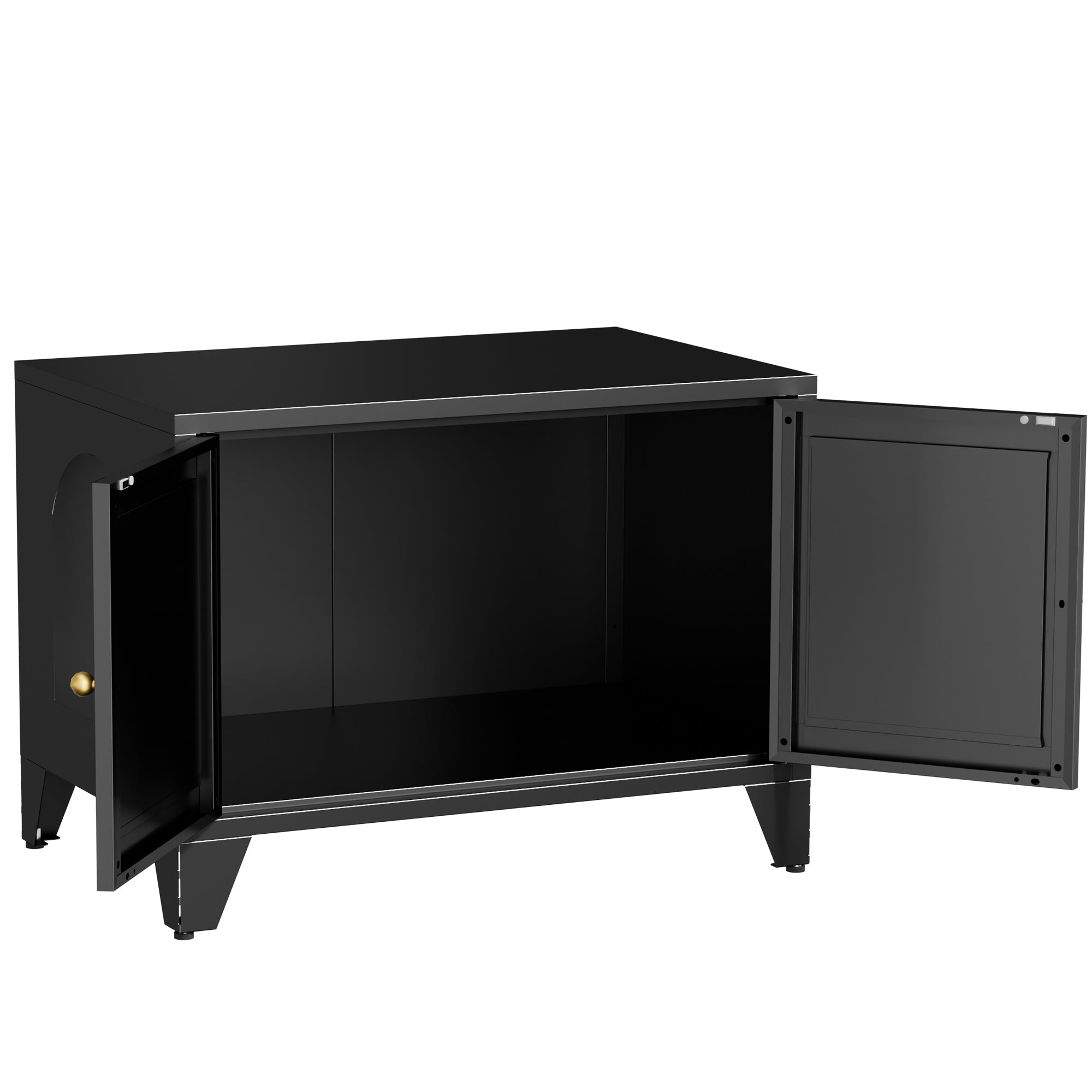 Modern Black Metal Cat Litter Box Enclosure Cabinet Furniture
