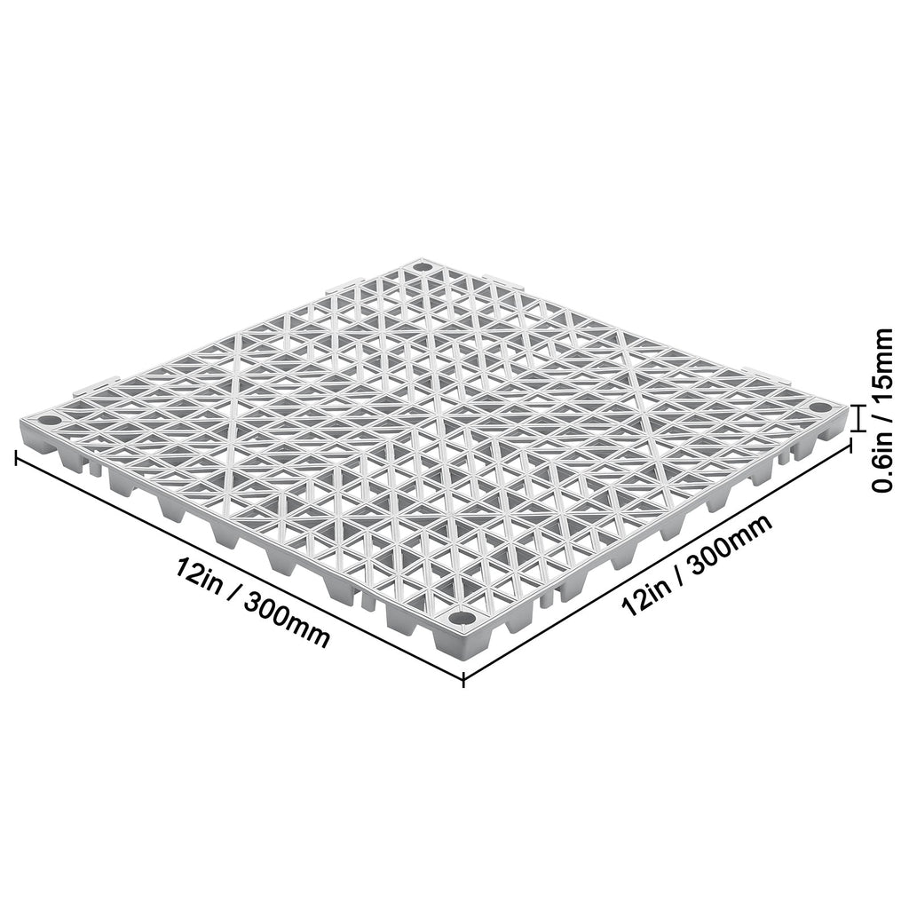 Interlocking Drainage Floor Tiles 12" x 12" Grey 55pc Set