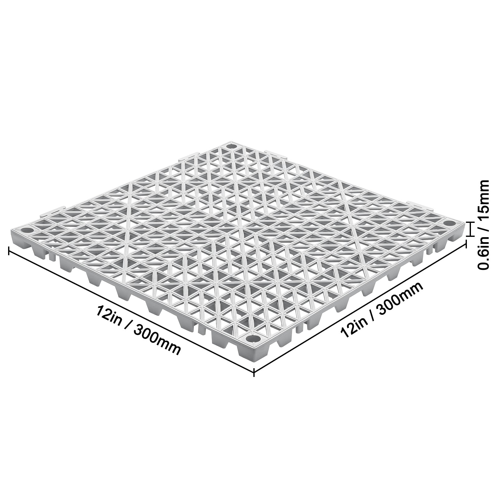 Interlocking Drainage Floor Tiles 12" x 12" Grey 55pc Set